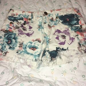 Floral print semi distressed Free People shorts